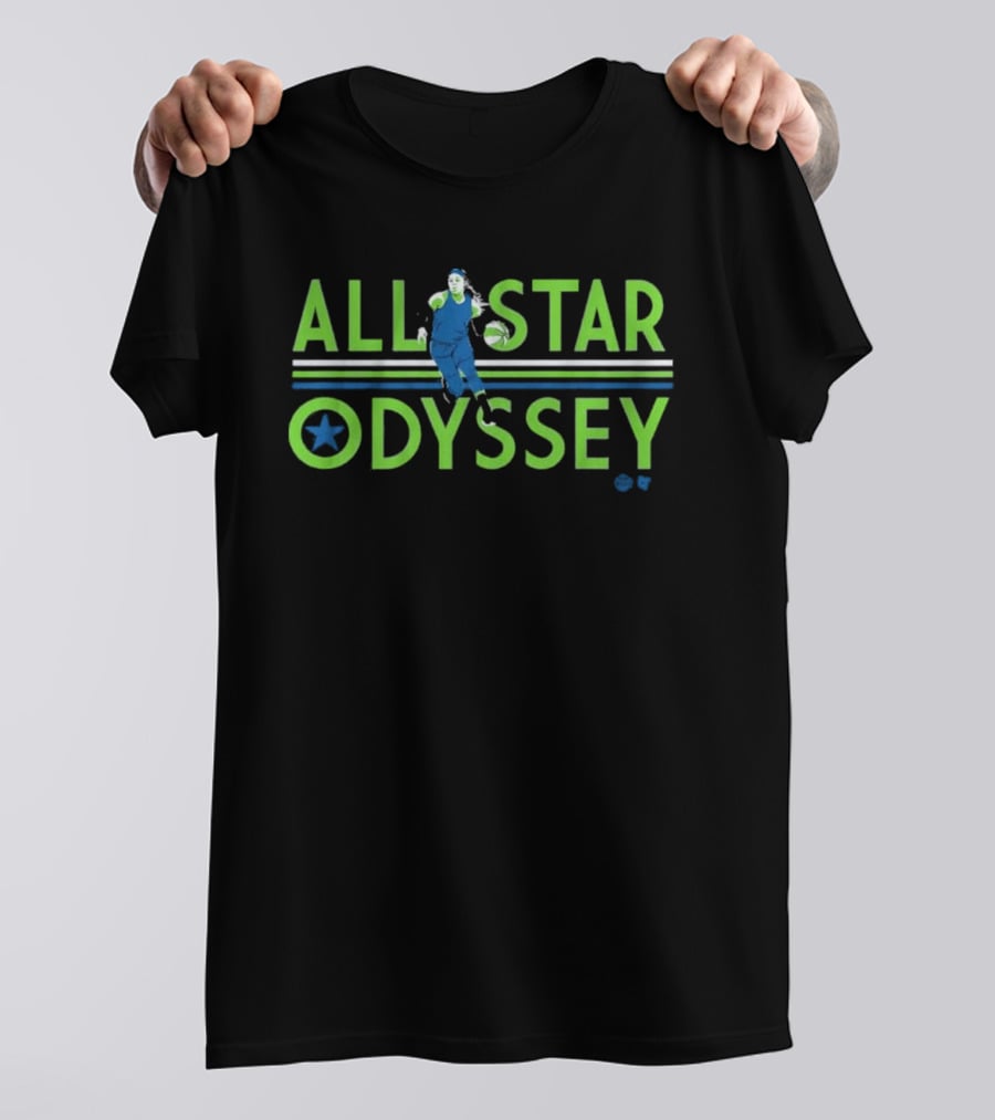 All Star Odyssey Basketball Player With Blue And Green Star T-Shirt