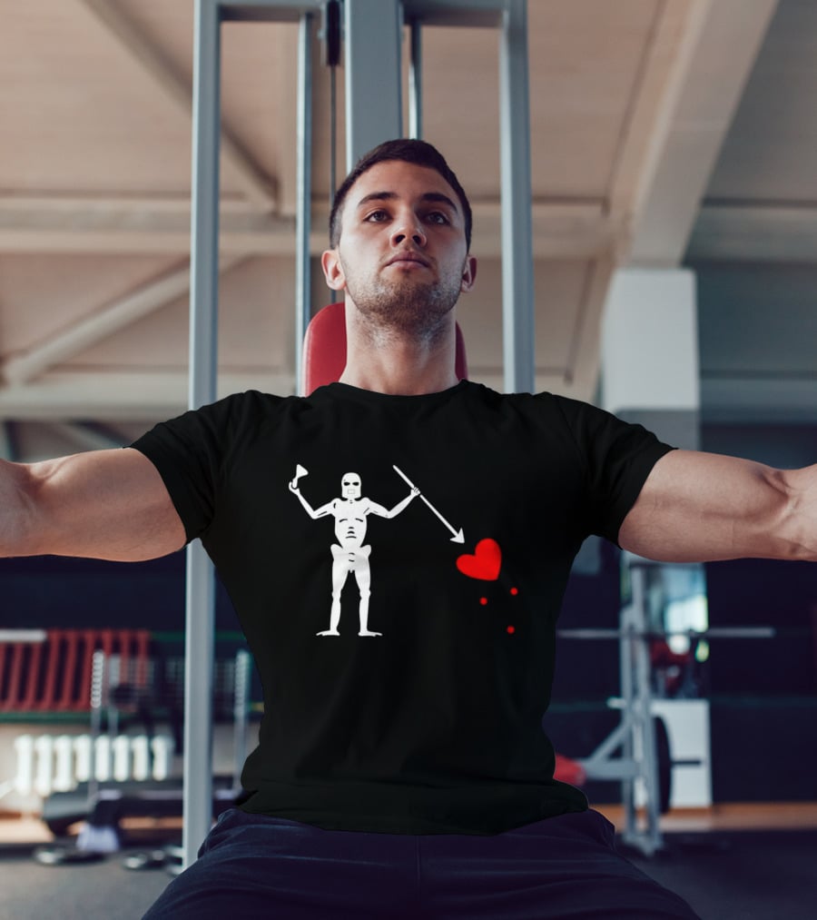 Skeleton With Spear And Heart Symbol Edward Blackbeard Teach T-Shirt