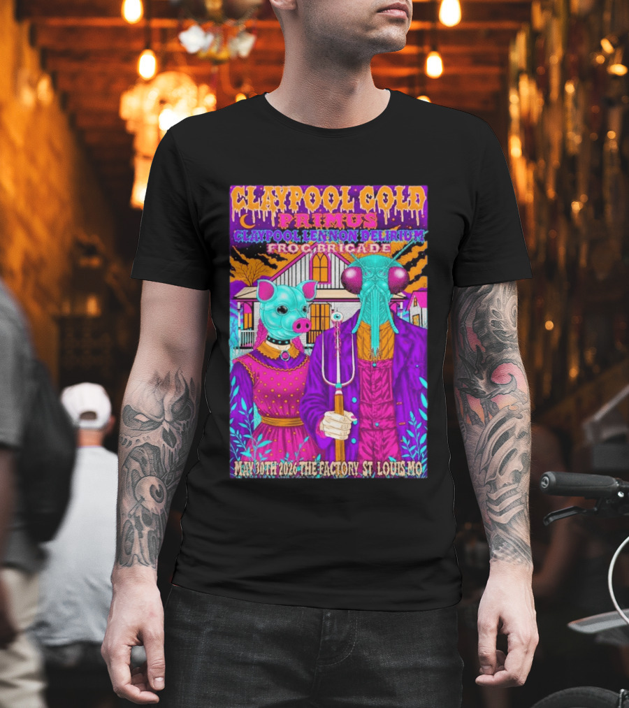 Claypool Gold Primus Lennon Delirium Frog Brigade Concert May 30th 2026 St Louis Mo T-Shirt