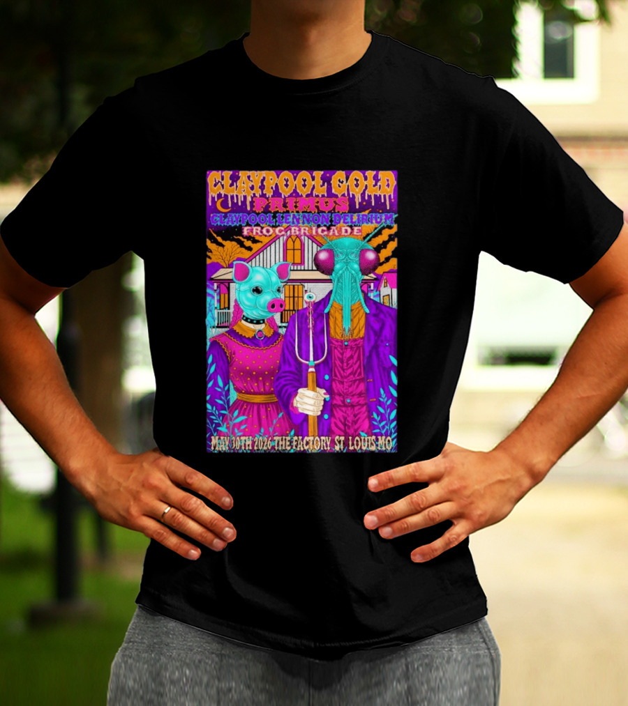 Claypool Gold Primus Lennon Delirium Frog Brigade Concert May 30th 2026 St Louis Mo T-Shirt