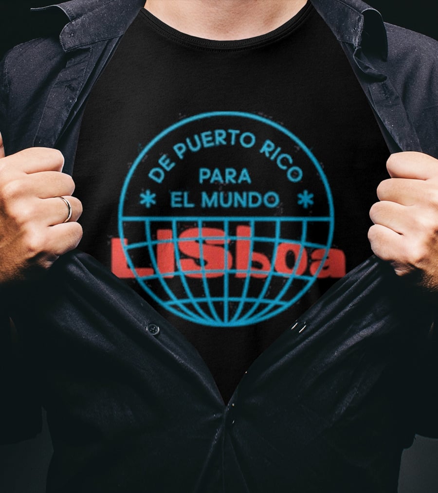 De Puerto Rico Para El Mundo Lisboa Globe Stamp Iconography T-Shirt
