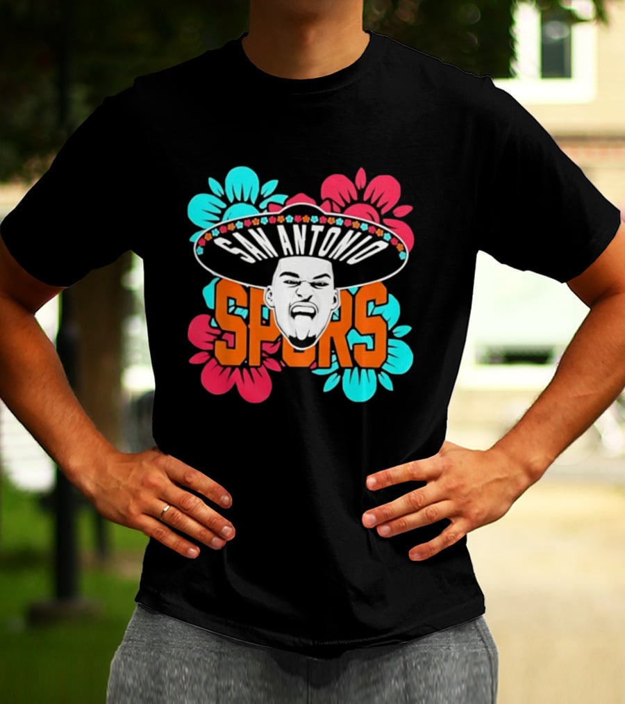 San Antonio Spurs Dejounte Murray Floral Sombrero T-Shirt
