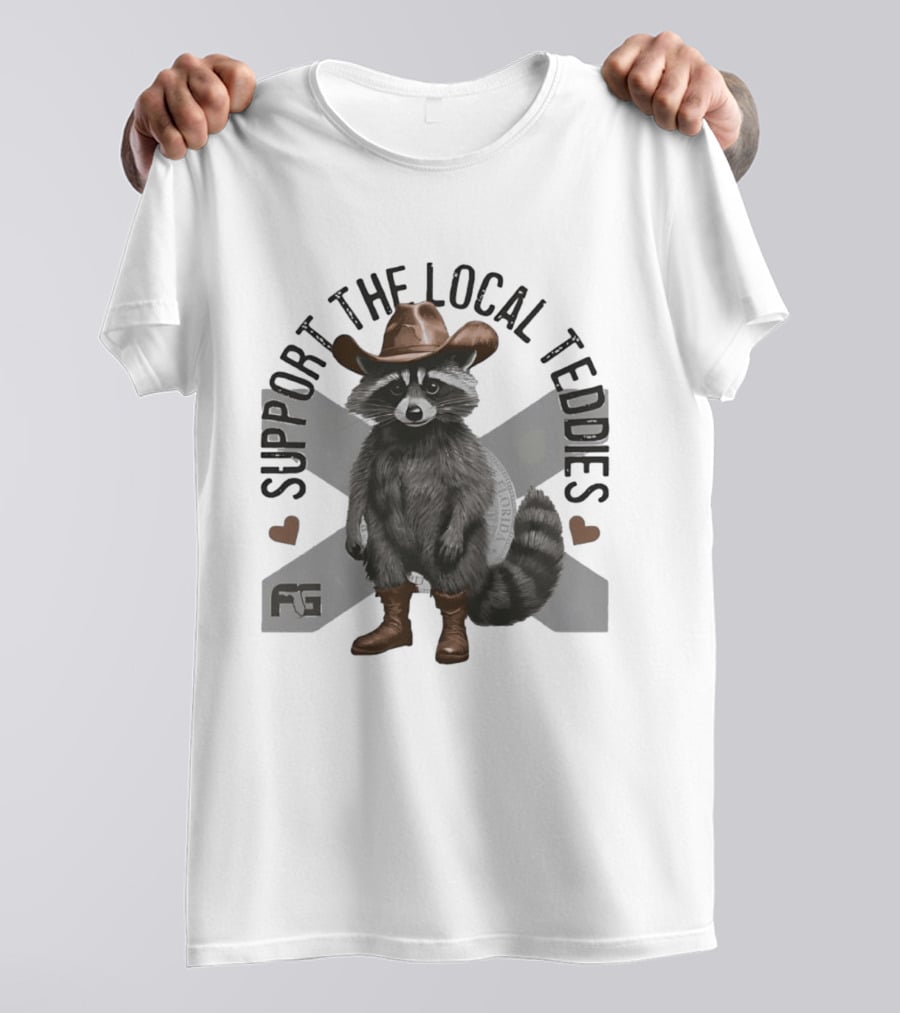 Raccoon Cowboy Support The Local Teddies T-Shirt