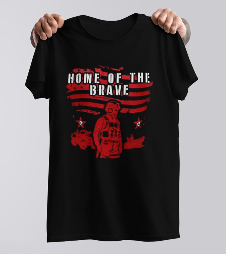 Home Of The Brave Soldier With Stars And Stripes T-Shirt