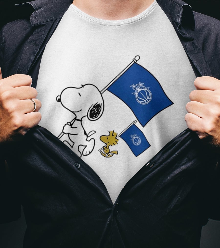 Snoopy And Woodstock Orlando Magic Team Flags Support T-Shirt