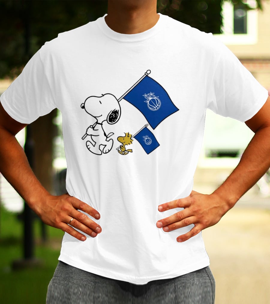 Snoopy And Woodstock Orlando Magic Team Flags Support T-Shirt