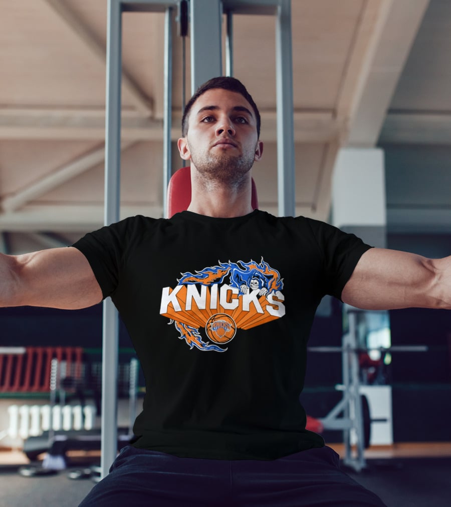 Knicks Basketball Team Flame Graphic New York Knicks NBA T-Shirt