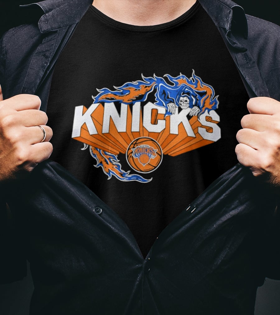 Knicks Basketball Team Flame Graphic New York Knicks NBA T-Shirt