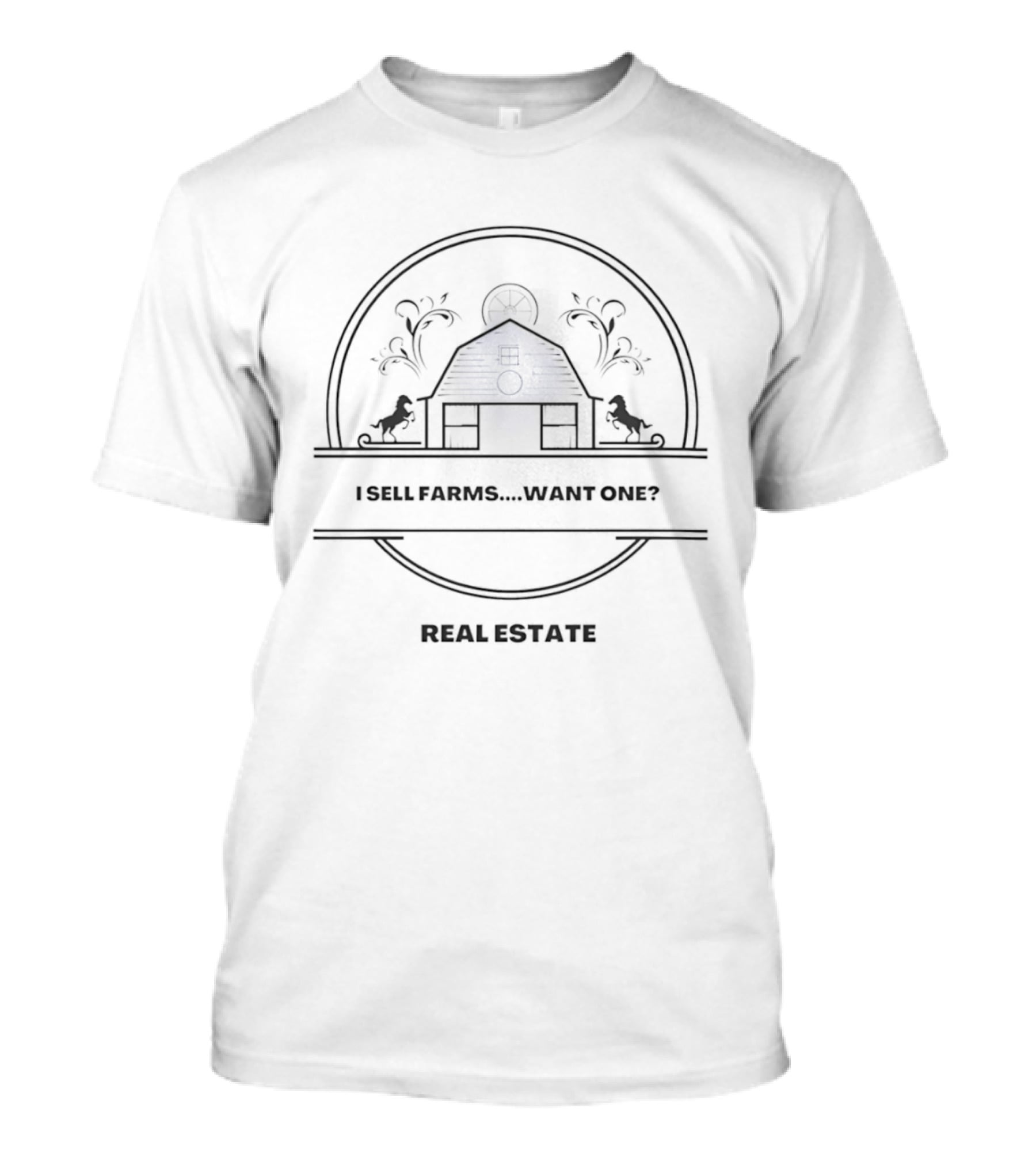 Barn Horses Wagon Wheel Property Land Ranch Real Estate Seal Of T-Shirt