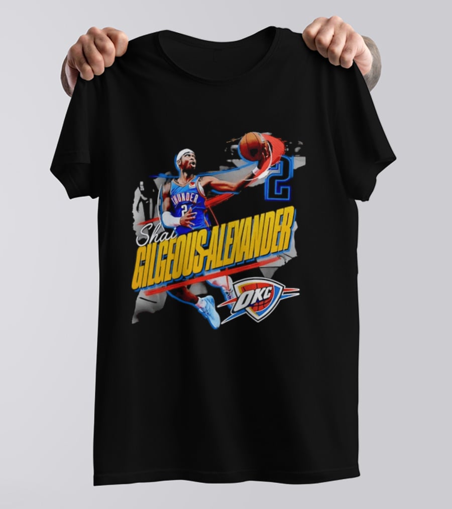 Shai Gilgeous Alexander Oklahoma City Thunder NBA OKC Blue Jersey Number 2 T-Shirt