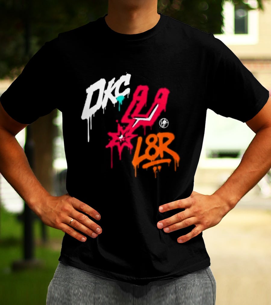 OKC Spurs U L8R Basketball Graffiti T-Shirt