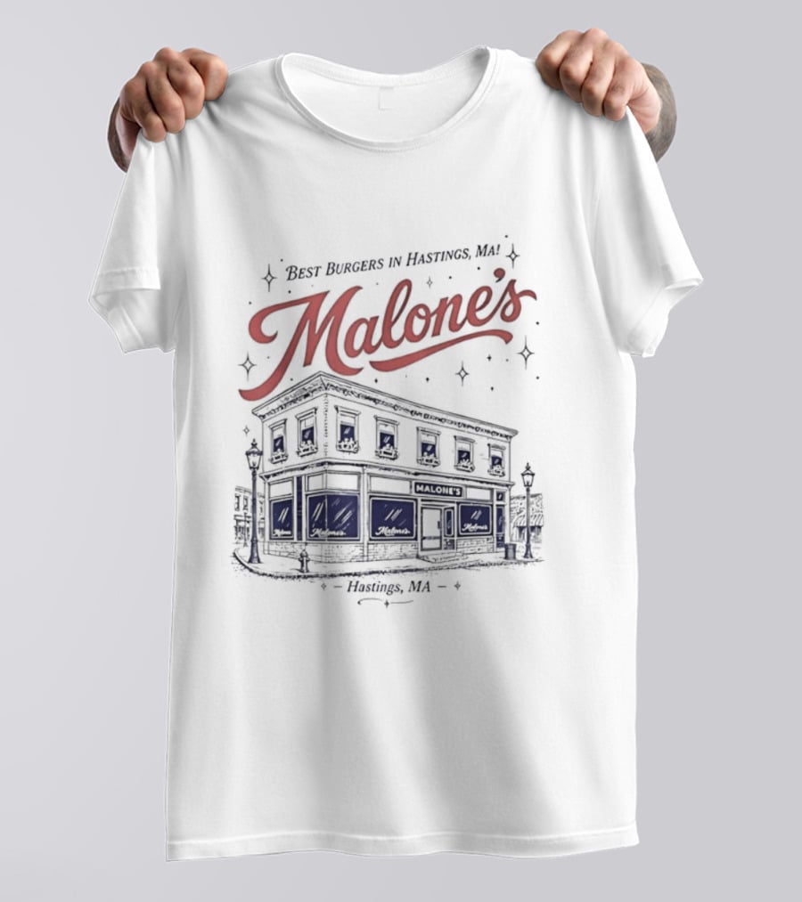 Malones Best Burgers In Hastings MA Retro Building T-Shirt