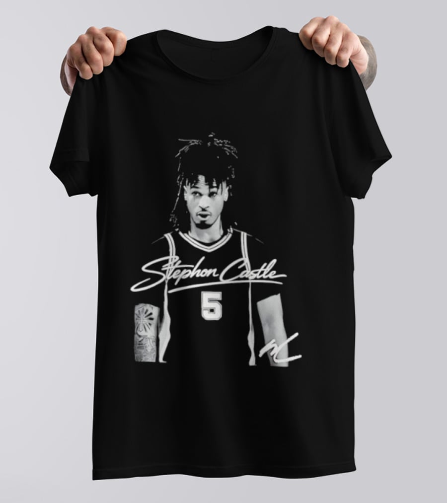 Stephon Castle UConn Huskies NCAA Men's Basketball Number 5 Signature T-Shirt
