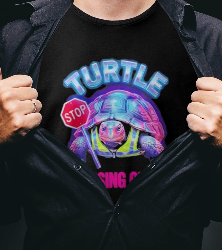 Turtle Stop Crossing Guard Neon Vibe T-Shirt