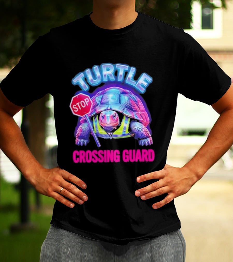 Turtle Stop Crossing Guard Neon Vibe T-Shirt