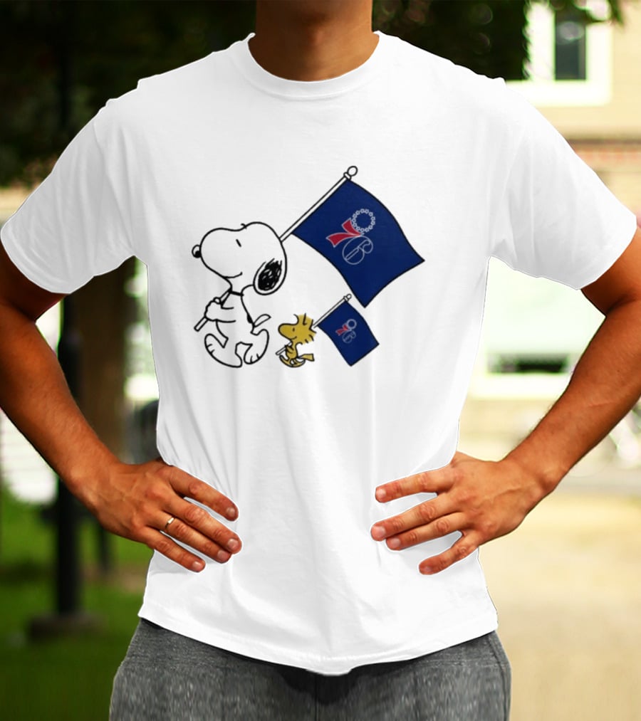 NBA Philadelphia 76ers Snoopy Woodstock Flag Peanuts Basketball T-Shirt