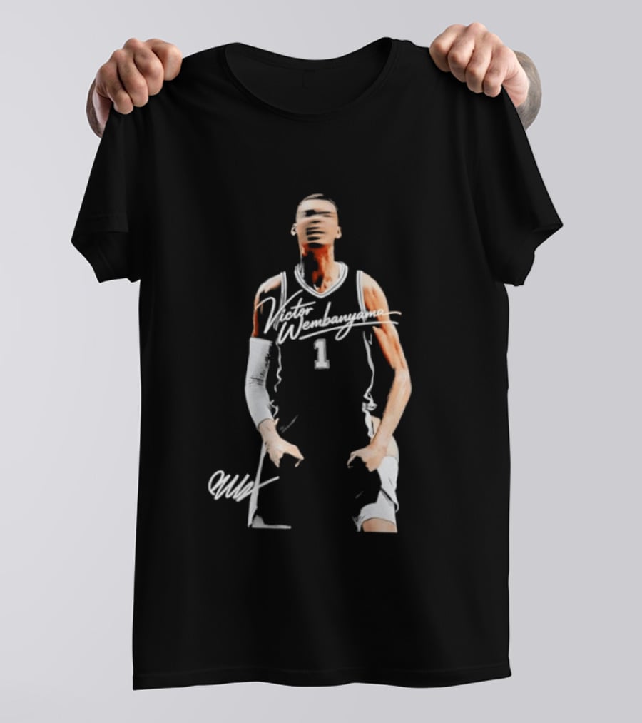 Victor Wembanyama San Antonio Spurs 2023 NBA Draft Number 1 Jersey Signature T-Shirt