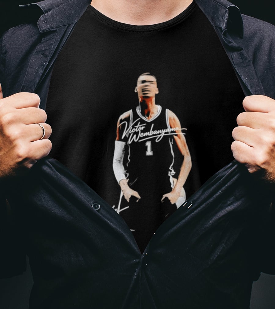 Victor Wembanyama San Antonio Spurs 2023 NBA Draft Number 1 Jersey Signature T-Shirt