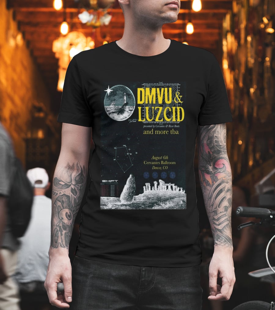 DMVU LUZCID August 6th Cervantes Ballroom Denver CO Lunar Lighthouse Constellation T-Shirt