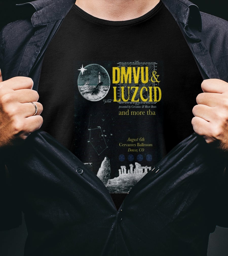 DMVU LUZCID August 6th Cervantes Ballroom Denver CO Lunar Lighthouse Constellation T-Shirt