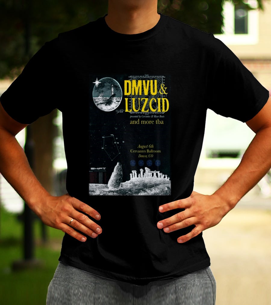 DMVU LUZCID August 6th Cervantes Ballroom Denver CO Lunar Lighthouse Constellation T-Shirt