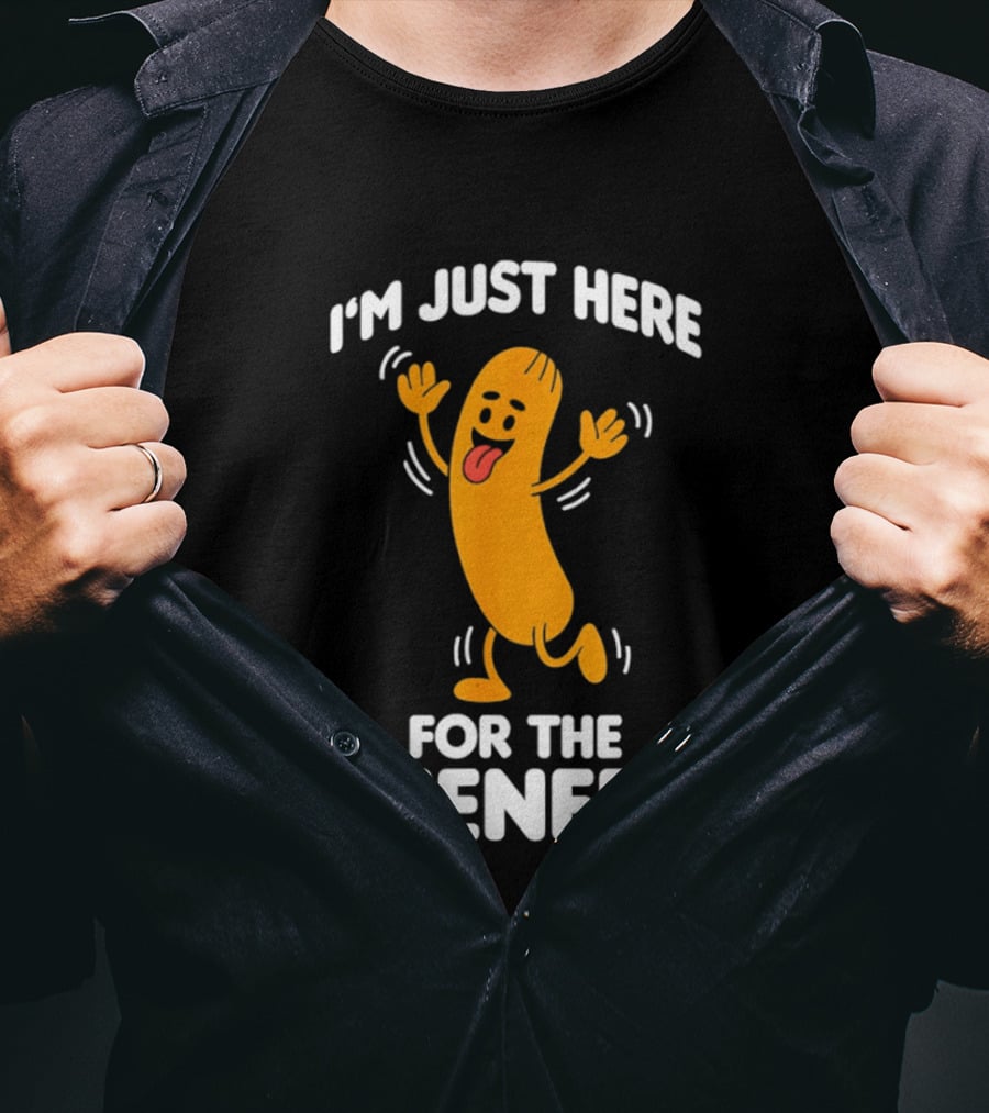 I'm Just Here For The Wieners Funny Sausage Cartoon T-Shirt