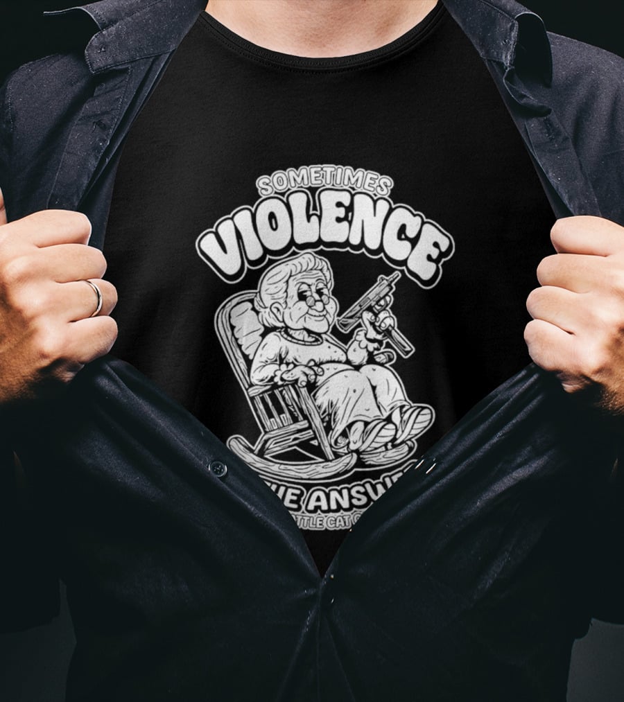 Grandma Sometimes Violence Is The Answer Retro Funny Guns T-Shirt