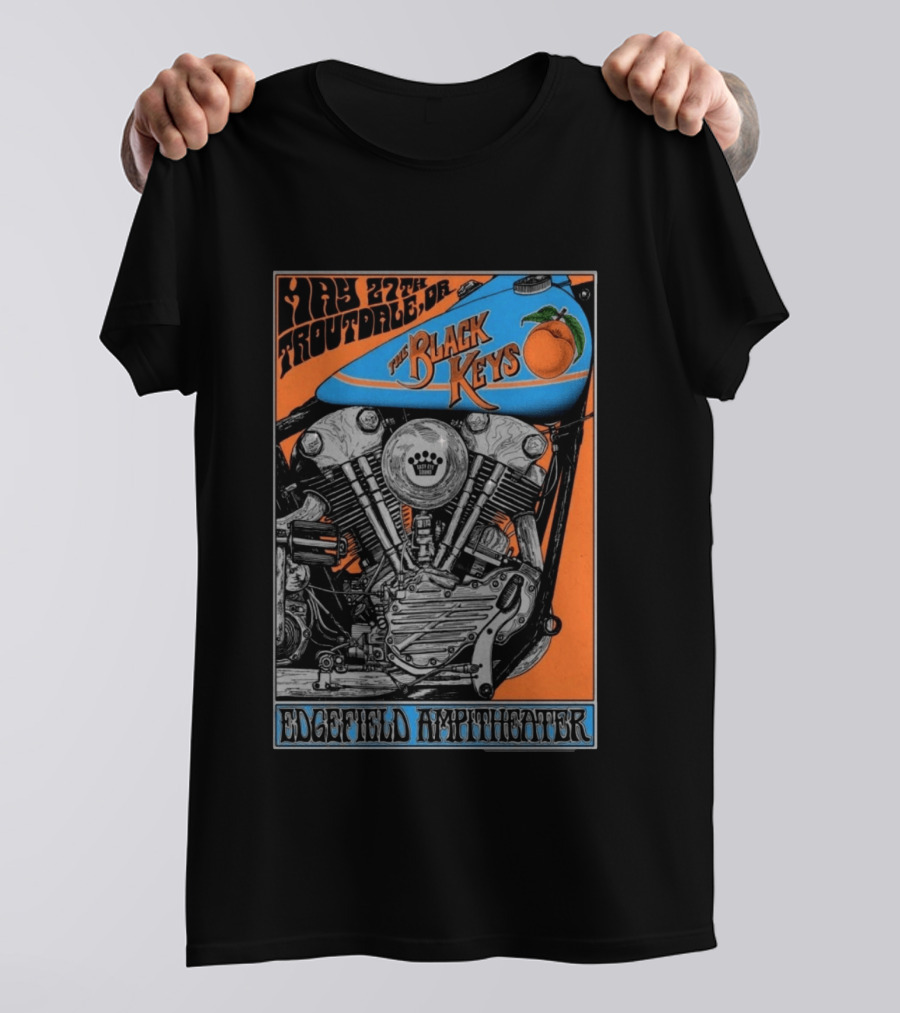 May 27 Troutdale OR The Black Keys Motorcycle Edgefield Amphitheater T-Shirt