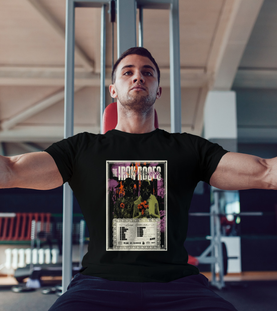 The Iron Roses Tour Europe 2026 October Dates With Gas Masks And Roses T-Shirt