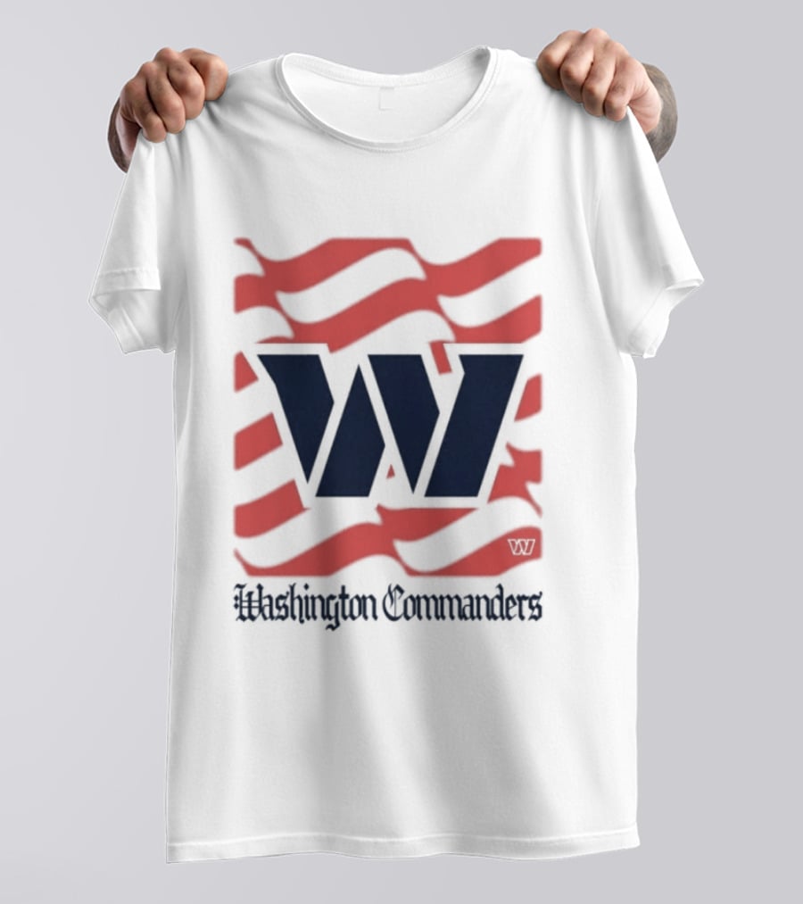 Washington Commanders W American Flags Red Stripes T-Shirt