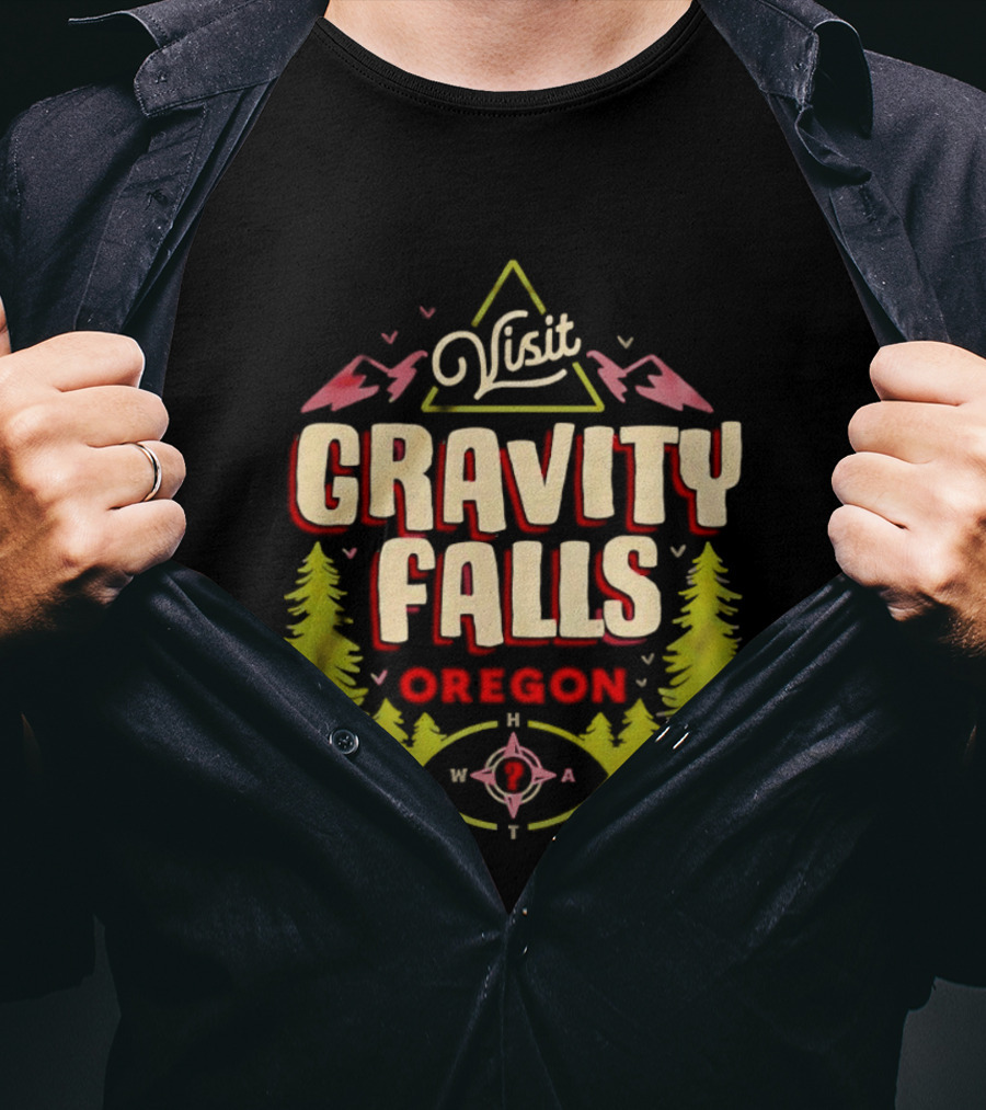 Visit Gravity Falls Oregon Pines Mountains Eye T-Shirt