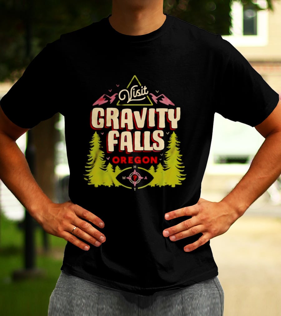 Visit Gravity Falls Oregon Pines Mountains Eye T-Shirt