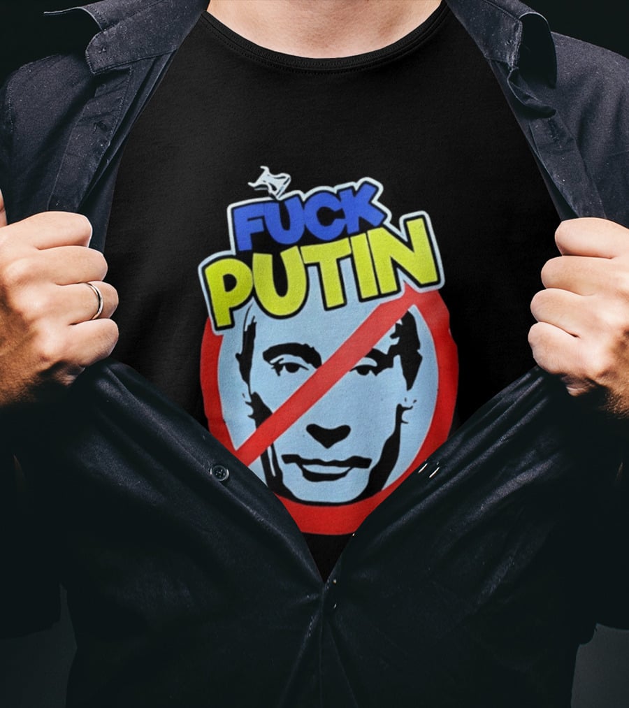 FUCK PUTIN Red Circle Icon With Blue And Yellow T-Shirt