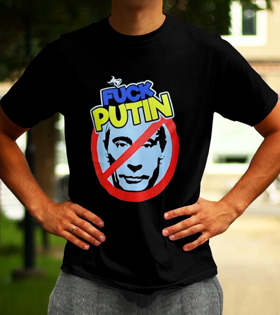 FUCK PUTIN Red Circle Icon With Blue And Yellow T-Shirt