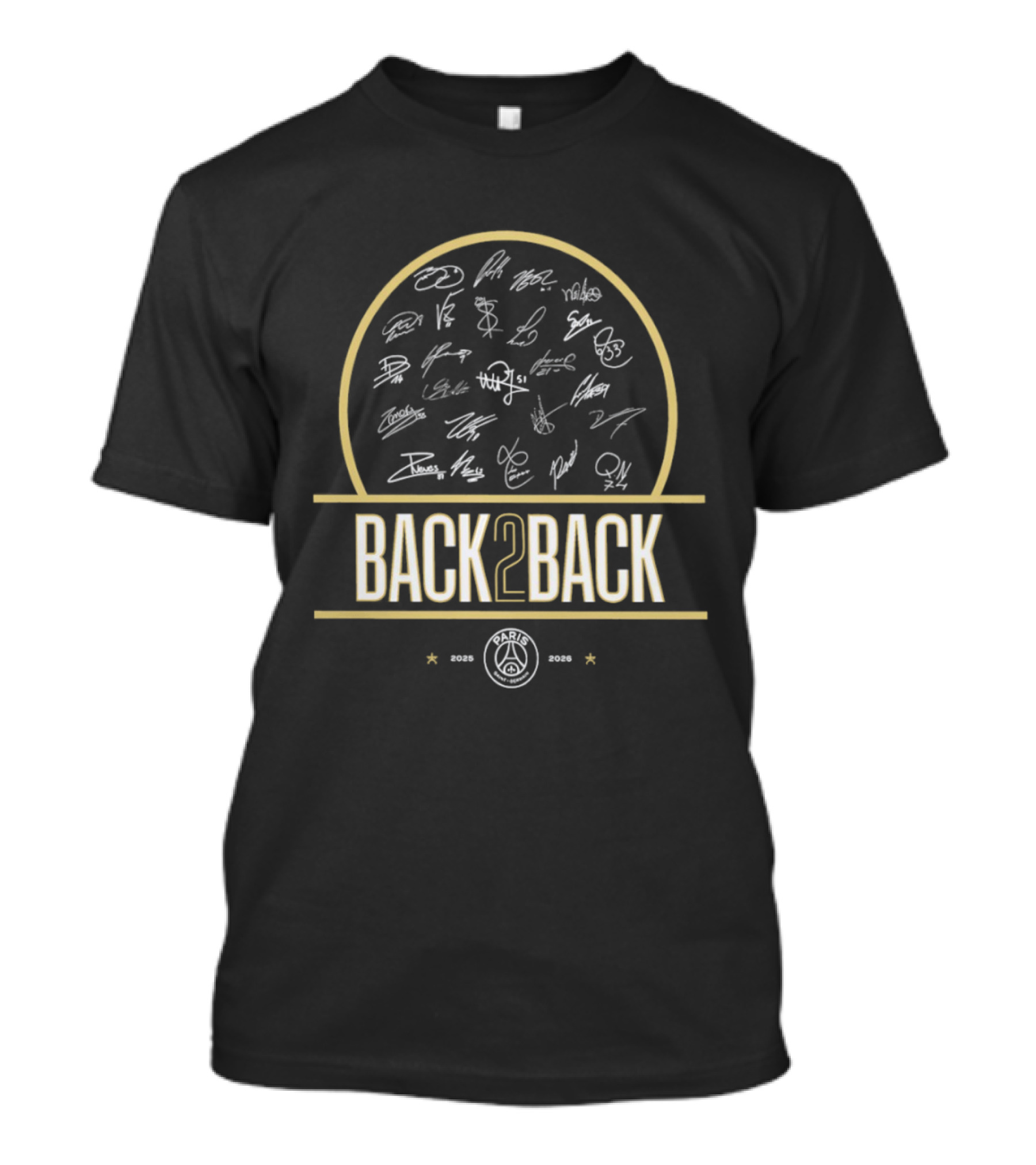 Paris Saint Germain Back 2 Back 2025 2026 Mbappe 7 Hakimi 2 Zaire Emery 33 Vitinha 28 Signatures T-Shirt