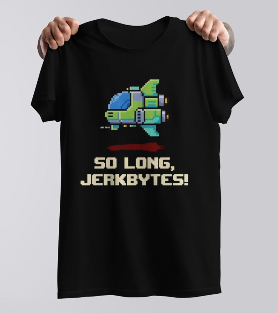 Pixel Spaceship So Long Jerkbytes Retro Sci Fi 8 Bit T-Shirt