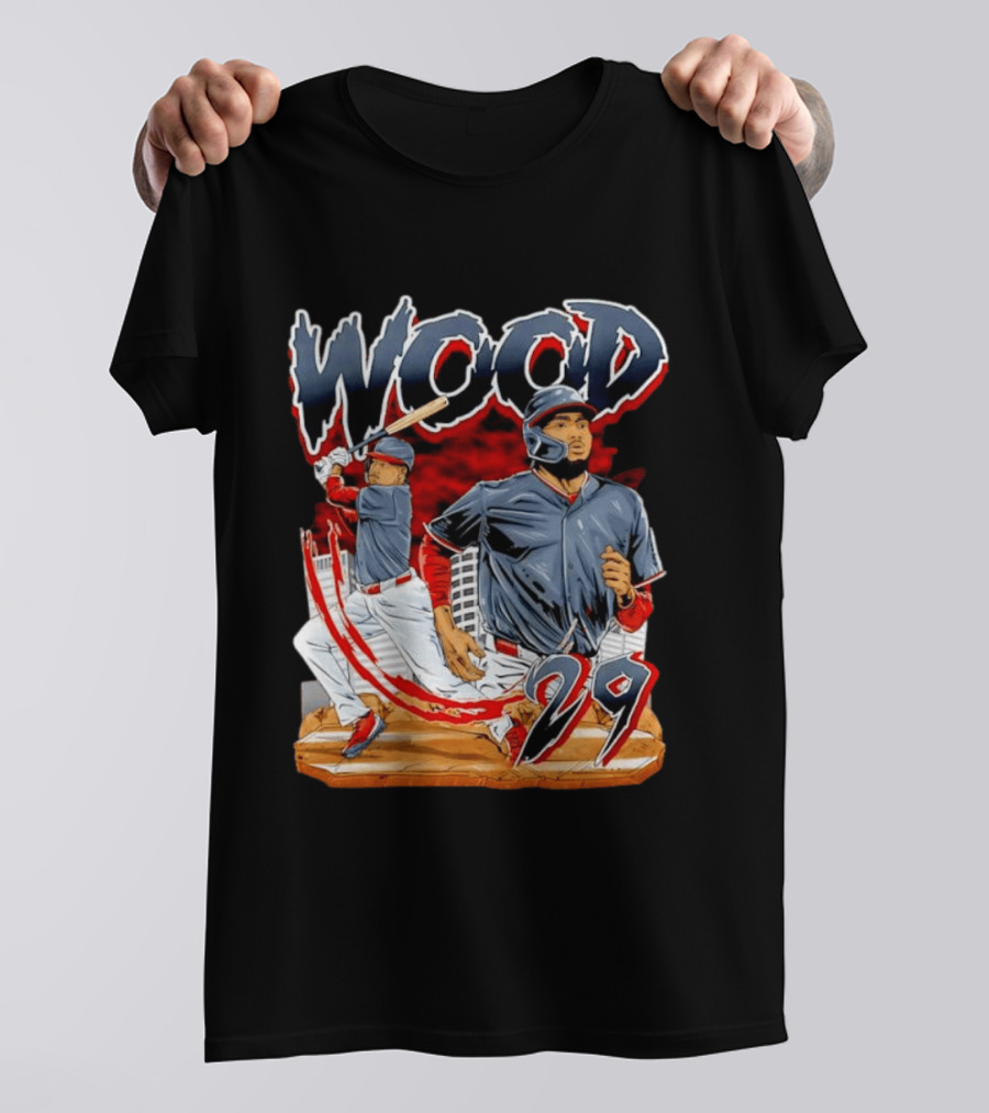 Wood 29 Washington Baseball Player Action T-Shirt