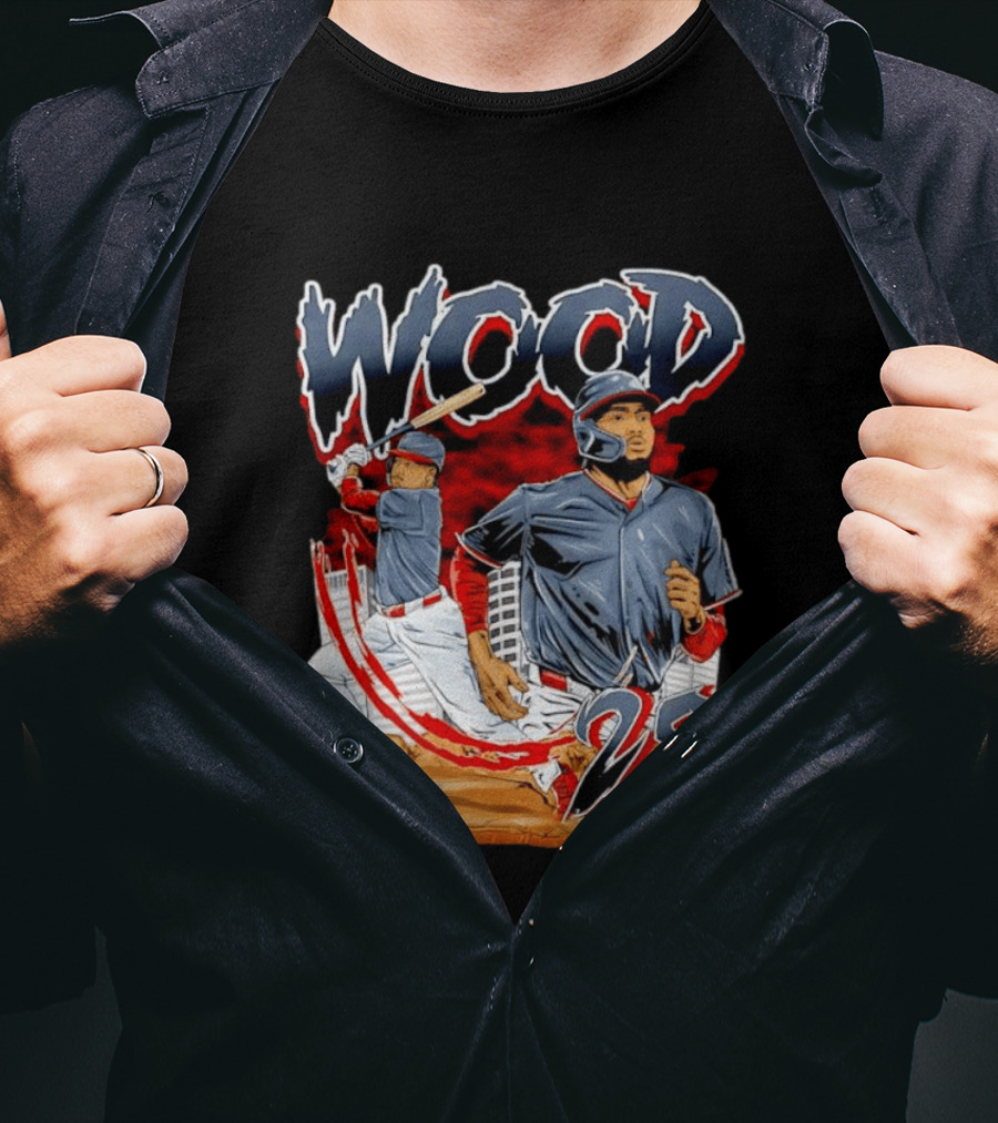 Wood 29 Washington Baseball Player Action T-Shirt