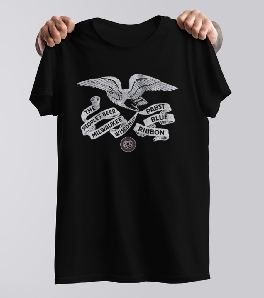 The People's Beer Milwaukee Wisconsin Pabst Blue Ribbon Eagle Banner T-Shirt