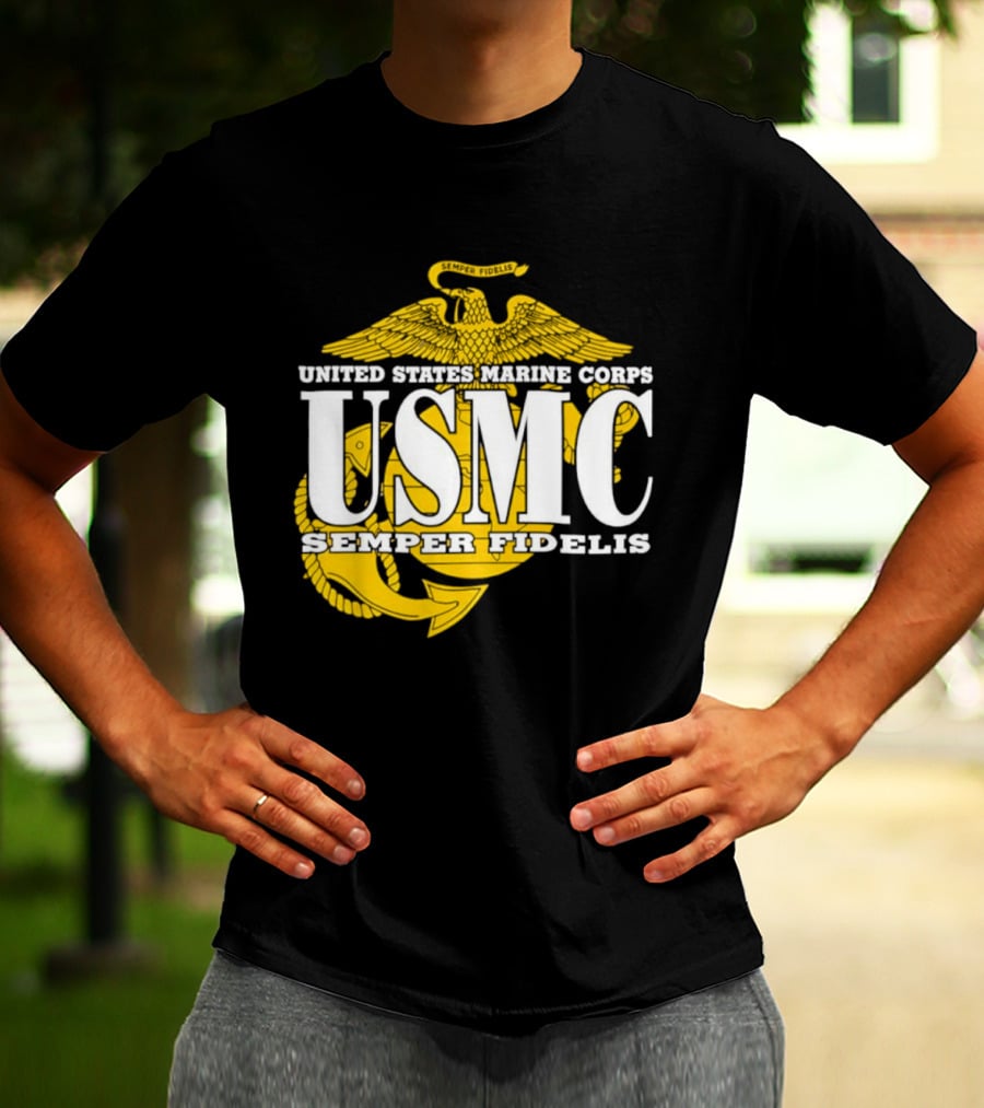 United States Marine Corps USMC Semper Fidelis Eagle Globe Anchor T-Shirt