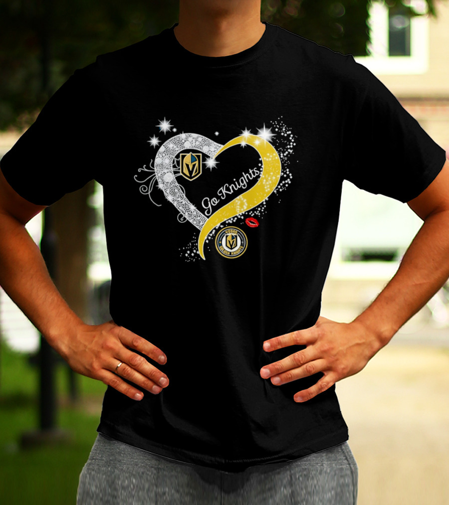 Vegas Golden Knights NHL Heart Emblem Go Knights T-Shirt