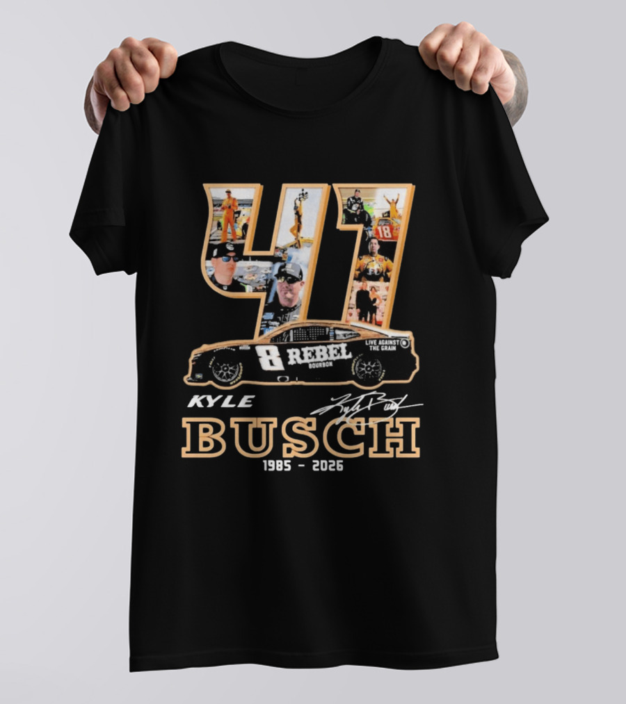 41 Kyle Busch 1985 2026 Rebel Bourbon Live Against The Grain T-Shirt