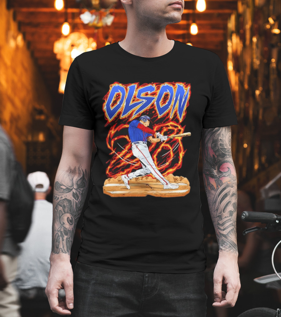 Olson Baseball Player Batting With Intense Flame T-Shirt