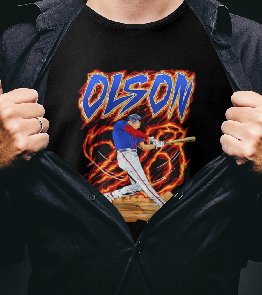 Olson Baseball Player Batting With Intense Flame T-Shirt