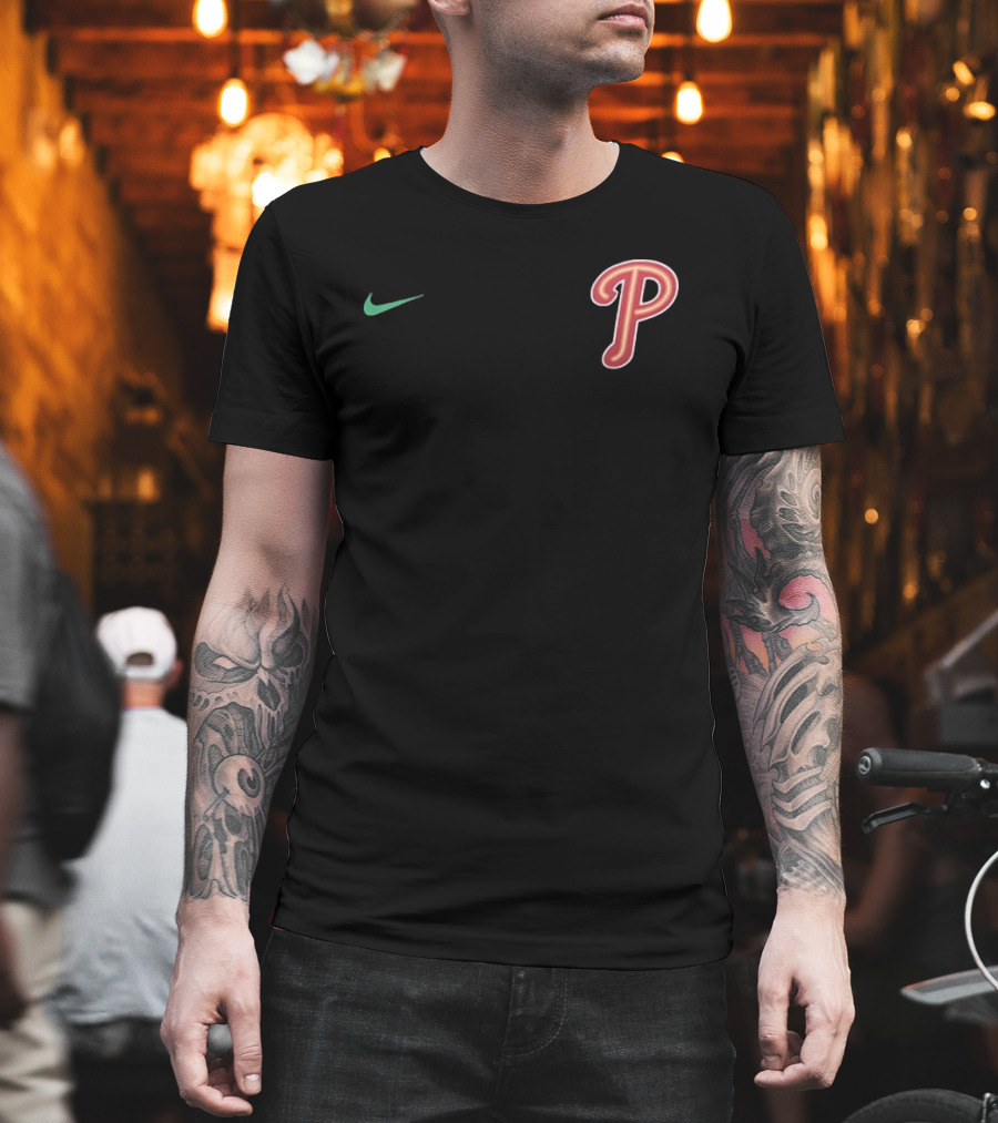 Philadelphia Phillies Nike P Logo Ring The Bell 2 Sided T-Shirt