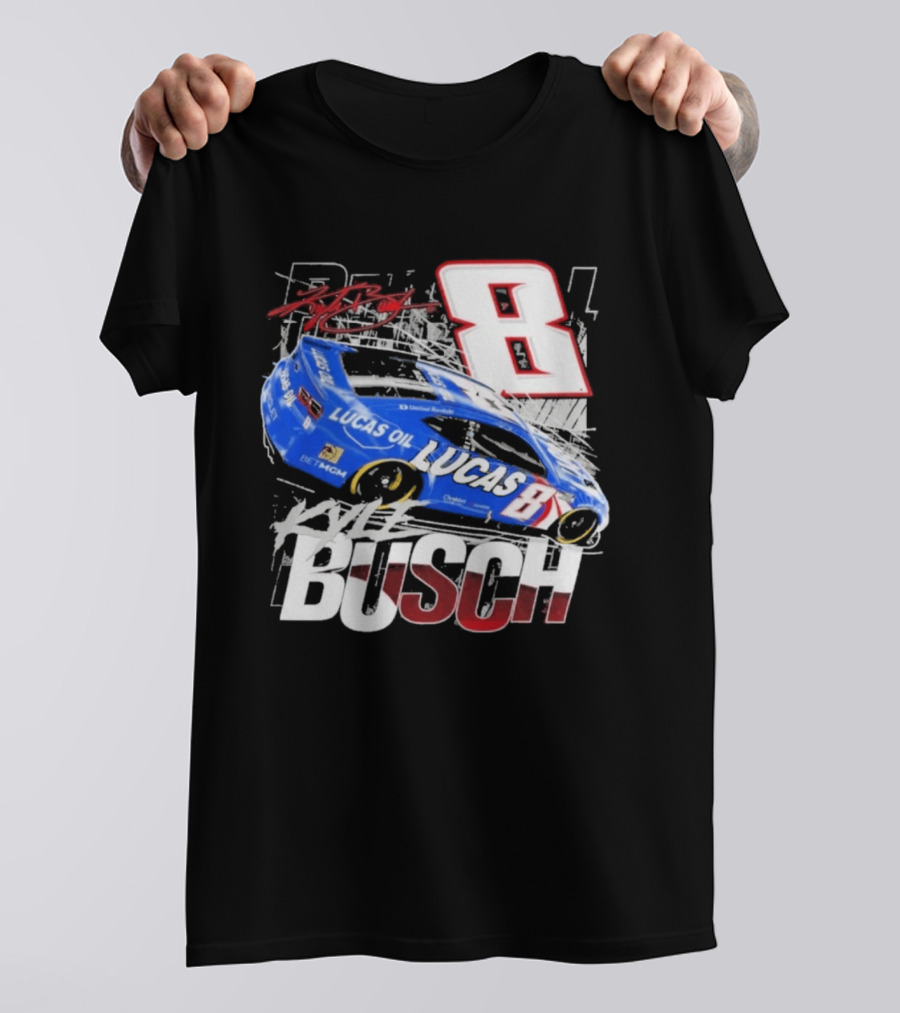 Kyle Busch Lucas Oil #8 Racing Car Red 2 Spot T-Shirt