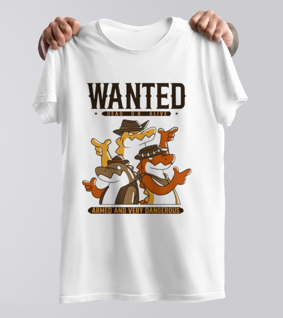 Wanted Dead Or Alive Alligator Cowboy Trio Armed And Very Dangerous T-Shirt