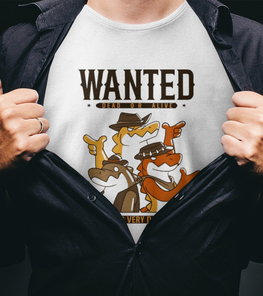 Wanted Dead Or Alive Alligator Cowboy Trio Armed And Very Dangerous T-Shirt