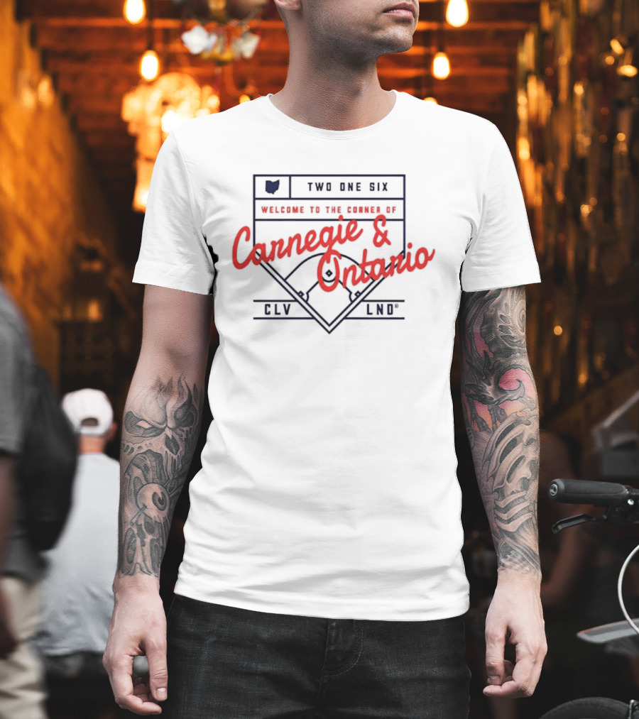 Cleveland Guardians Two One Six Welcome To The Corner Of Carnegie And Ontario T-Shirt