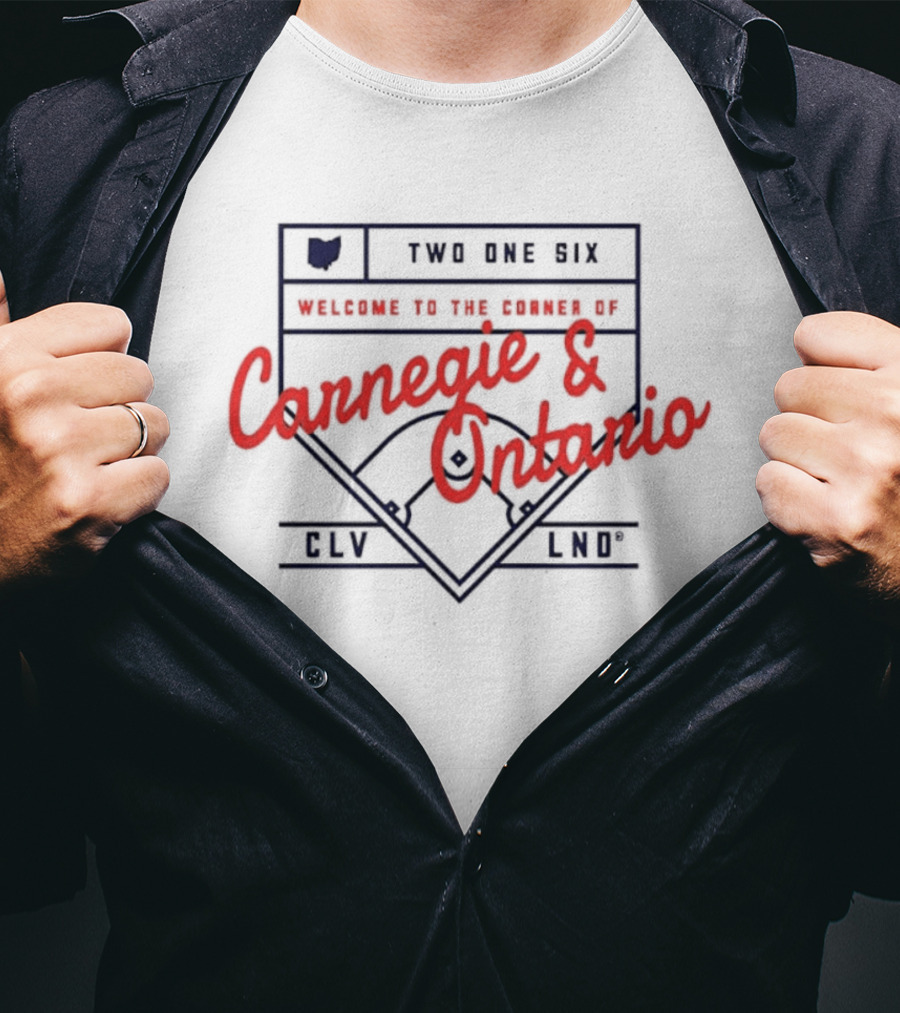Cleveland Guardians Two One Six Welcome To The Corner Of Carnegie And Ontario T-Shirt